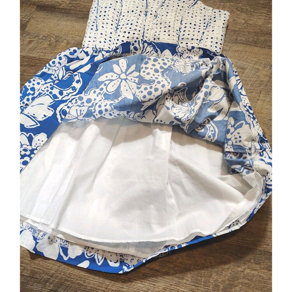 Lilly Pulitzer Ferris Floral Print Dress Size 8 Eyelet Corset Strapless Beachy - Picture 5 of 9